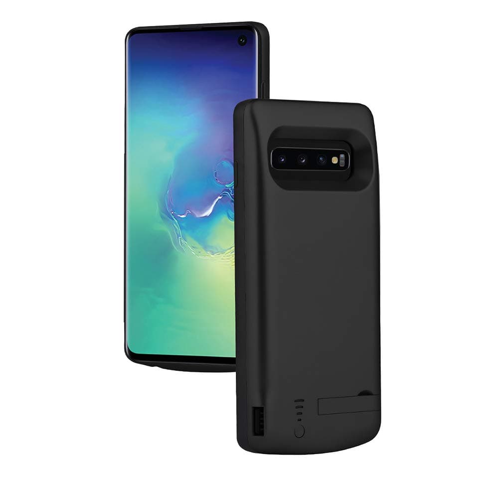 ANERNAI Compatible with Samsung Galaxy S10e Battery Case, Hard 5000mAh Rechargeable Backup Charger Kickstand Shock Absorption Heavy Duty Protection Cover (Black)