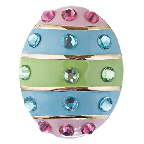 Spring Easter Jewelry Egg Multi-Colored Crystal Rhinestone Charm Brooch Pin Gold