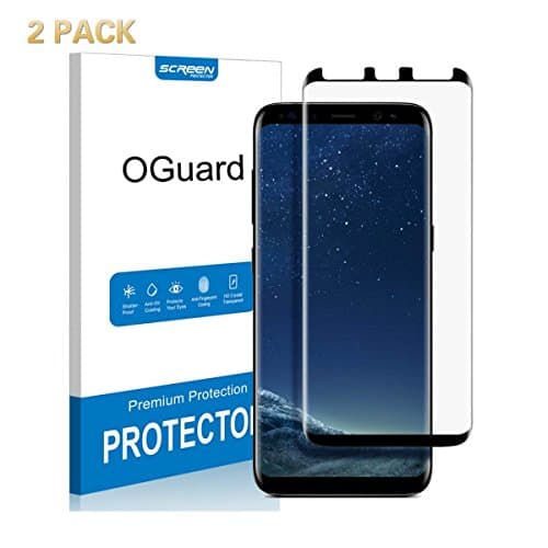 [2 PACK] Galaxy S8 Tempered Glass Screen Protector, Oguard 98% Coverage Glass Protector, Bubble Free [Anti-Fingerprint] [Ultra-Clear] [Case Friendly] for Samsung Galaxy S8 black (2017 new)