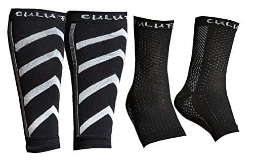 Culu Calf and ankle Compression Sleeve (2 PAIR) Leg Compression Socks for Shin Splint, &amp; Calf Pain Relief - Men, Women, and Runners - Calf Guard for Running, Cycling, Maternity, Travel, Nurses (L/XL)