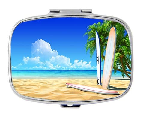 Newing Summer beach and skateboarding Rectangular pill box/pill case- 2 Compartments for Keeping Pills Separate pill box/pill case