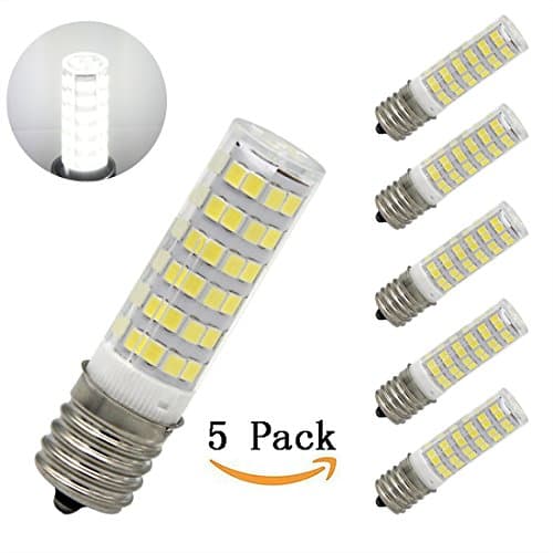 Bqhy E17 5W Intermediate Base Microwave Dimmable LED Bulb Daylight White 6000K AC120V 50W Replacement Oven Light (Pack of 5)