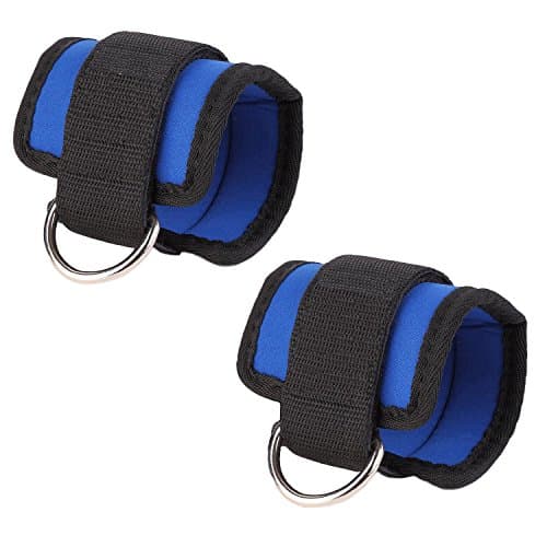 Ankle Strap, Rainten Adjustable D-ring Neoprene Padded Ankle Cuff for Sport Fitness Weight Lifting 2PCS (Blue)