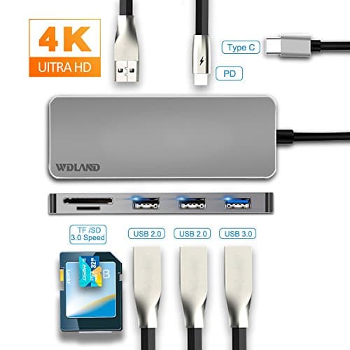 USB C Hub,7 in 1 USB C Adapter Type C Hub with 3 Pack of 3.0 USB Ports,Up to 5 Gbps, 4K HDMI, PD Charging, Micro n SD Reader for Windows 7/8/8.1/10/Above, mac OS X V10.0 or Above and Smart Phones