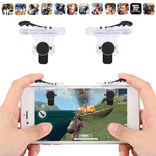 Mobile Game Controller Phone Holder and Six Finger Operation Trigger Touch Buttons Sensitive Shoot and Aim Keys L1R1 Shooter for PUBG/Fortnite/Rules of Survival/Knives Out for iOS and Android