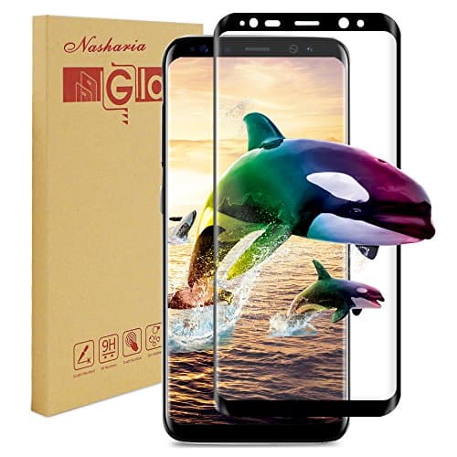 Galaxy S8 Plus Screen Protector,Nasharia Samsung Galaxy S8 Tempered Glass 0.25mm Thin Coverage Screen Protector,9H Hardness,Bubble Free,Anti-Fingerprint HD Screen Protector Film(Black)