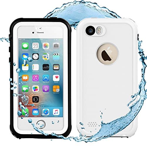 iPhone 5 5S SE Waterproof Case, eFond IP68 Certified Shockproof Durable Slim Fit Full-sealed Hard Cover with Touch ID Snow Dust Dirty Proof Case for iPhone 5 5S SE [White]