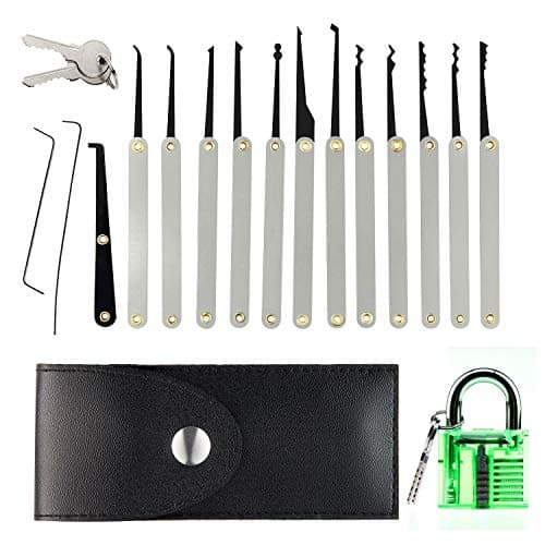 Eulan Extractor Lock Pick Set, Practice Padlock Kit for Beginners with Transparent Padlock + Keys + Tension Wrench + Extractor and Bump Tools for Beginner and Pro Locksmiths (Green)