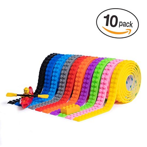Building Block Tape 10 Pack Multi-colored Self-adhesive Reusable Silicone Compatible for Brick Toy Building