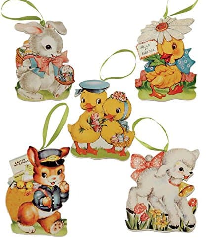 Bethany Lowe Retro Image Easter Die Cut Ornaments Set of 5