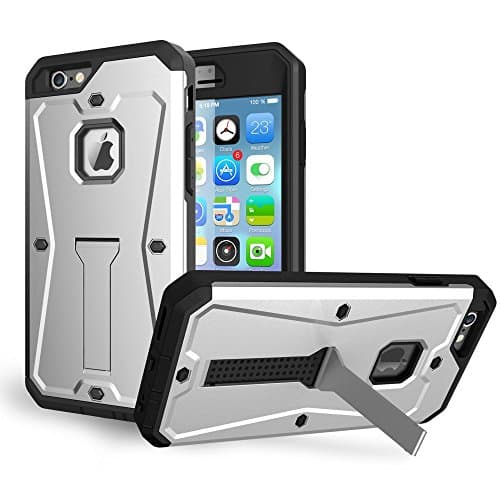 iPhone 6s plus Case, Sextile Armor Tank HEAVY DUTY Built-in Screen Protector Rugged Full Body Protective Durable Hybrid Case with Kick Stand iPhone 6s plus Cover (Silver)