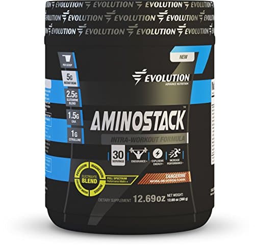 Evolution Advance Nutrition AMINO STACK - INTRAWORKOUT FORMULA WITH 5 gr BCAA+EAA+GLUTAMINE+CITRULINE+ELECTROLYTES w/Coconut Water+ENERGY to increase your Performance. 360 gr 30 servings.(TANGERINE)