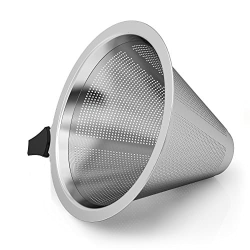 Pour Over Coffee Dripper Filter-Stainless Stell Cone Drip Coffee Maker-Double Mesh Reusble Filter