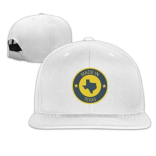 Made In Texas Solid Snapback Baseball Hat Cap One Size White
