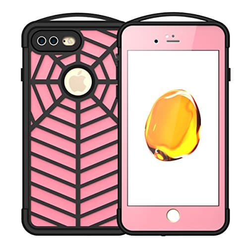 Waterproof Case for iPhone 7 Plus, Vcloo IP68 Underwater Spider Case for iPhone 7 Plus,Dust Proof,Snow Proof,Shock Proof,Heavy Duty Protective Case Cover with Carabiner Hook for 7 Plus, 5.5" (Pink)