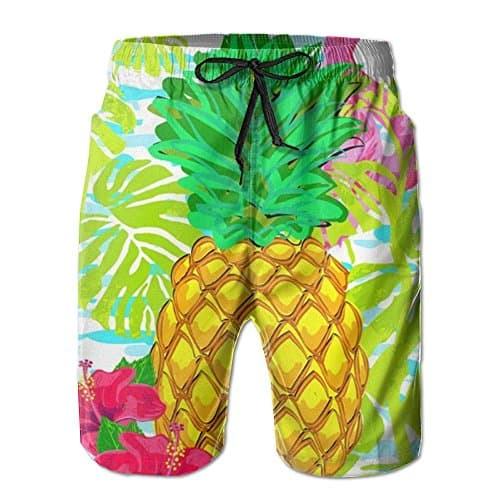 Customized Pineapple Pattern Pattern Shorts For Man Elastic Waist Pockets Lightweight Beach Shorts Boardshort XX-Large