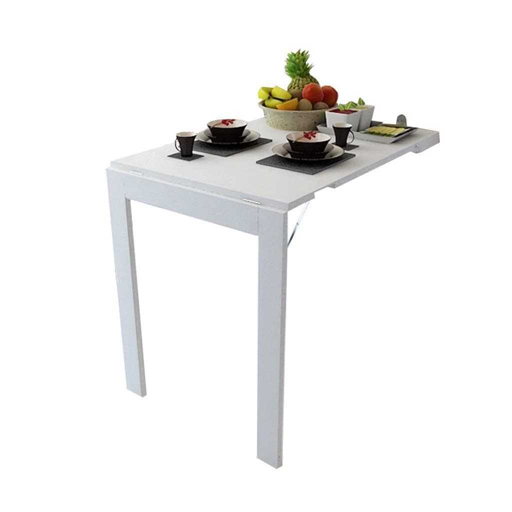LHY Wall-Mounted Drop-Leaf Table Wood Folding Table Fold Photo Frame Convertible Desk Solid Wood Table Kitchen Dining Desk,White