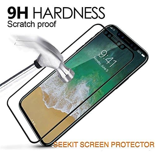 iPhone X Screen Protector 3 PACK - SEEKIT Tempered Glass Screen Protector [Anti-Scratch] 9H Hardness [0.33 MM Thickness] Clear Screen Guard 3