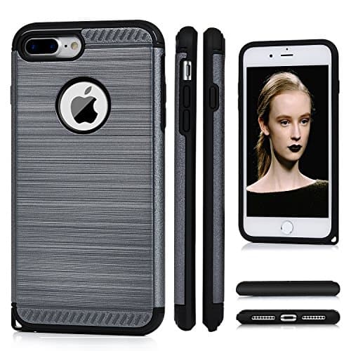 7 Plus Case, iPhone 7 Plus Case - MixcTech [Heavy Duty] Design Soft TPU + Hard PC Dual Layer Full Body Protection for iPhone 7 Plus 5.5 inch (Space Grey)