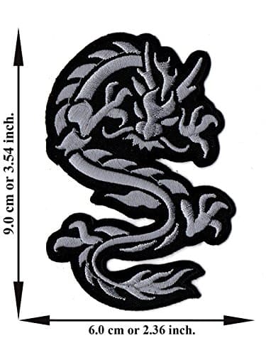 Dargon Size S Colur Gray Embroidered Applique Iron on Patch T-shirt Cap Jeans Bag