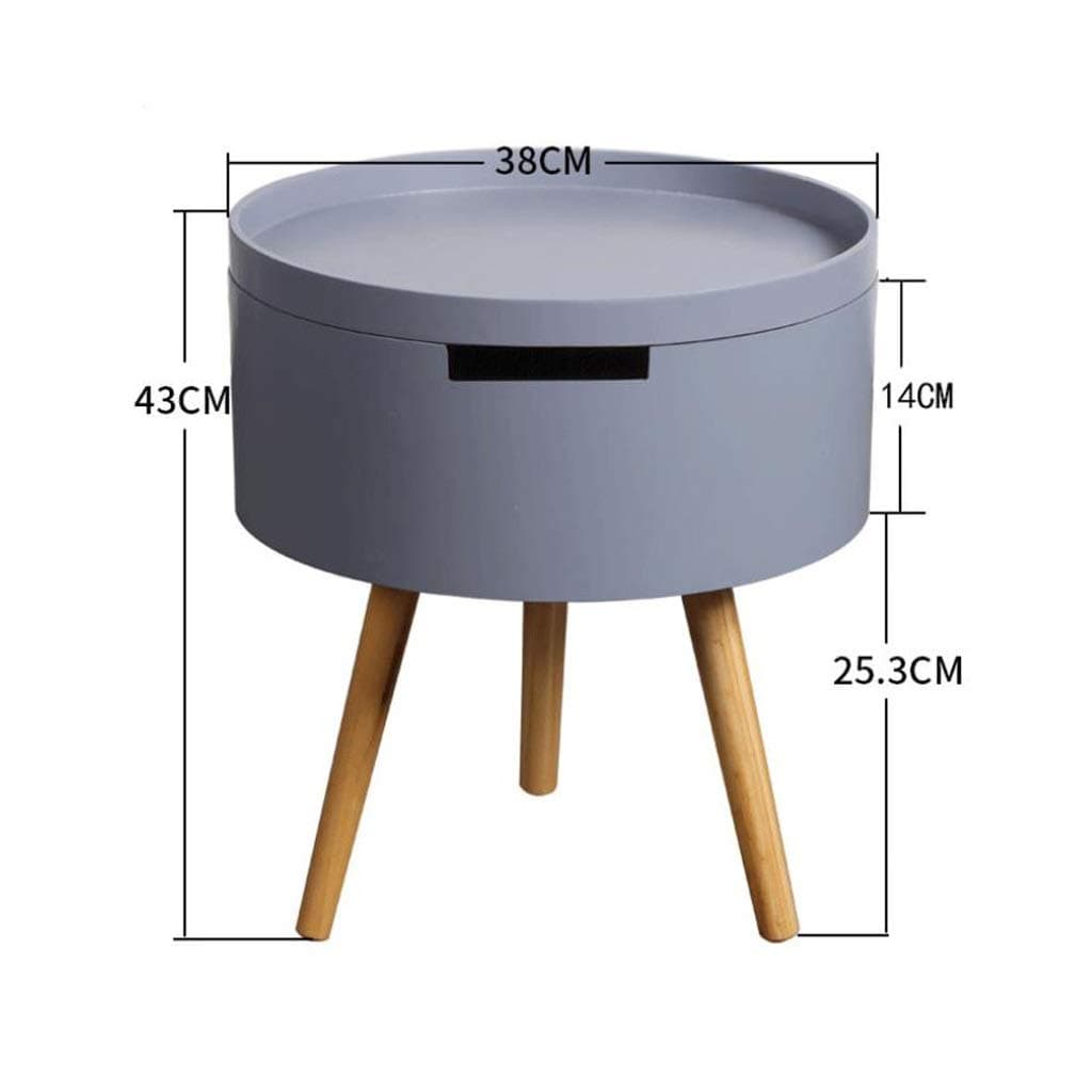 Dsrgwe Small Side Table, Sofa Side End Table/Bedside Table/Nightstand Small Table With Drawer,Wood Legs,38 X 38 X 43 CM (Color : Gray)