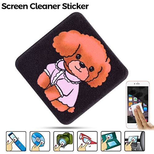 [4-PACK] – Mascot Microfiber Screen Cleaner Sticker; Screen Cleaner Cloth with a lovely pattern for IPAD iphone Camera phone; Large Size: 1.6 x 1.6 inches (4cm x 4cm) (Black, 4cm x 4cm)
