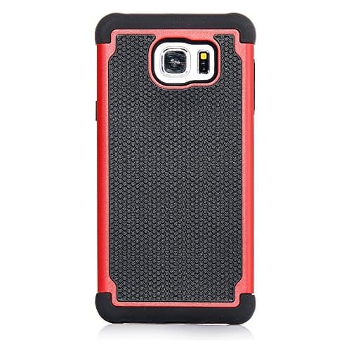 Galaxy Note 5, Dual-layer Heavy Duty Matte Rugged Protective Cover Case for Samsung Galaxy Note 5 by Cazle (Red)