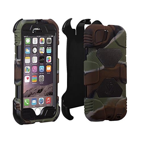 iPhone 6 Plus Case,Sakitam New Silicone Rubber Full Body Shockproof Anti-Rain Drop Resistance Tough Armor Cover with Screen Protector Kickstand for iPhone 6 Plus 5.5Inch- Army/Black