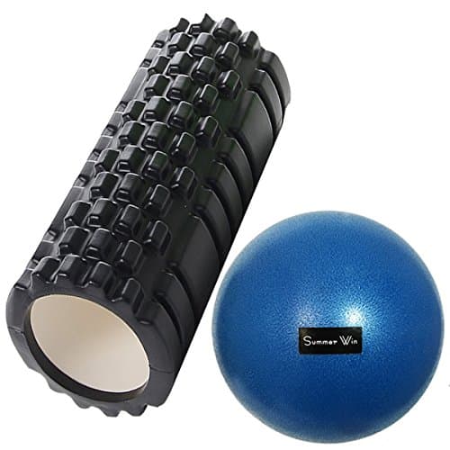 Summer Win Foam Roller Set 2-in-1 Includes High Density Foam Roller and Yoga Ball for Self Massage Yoga Crossfit