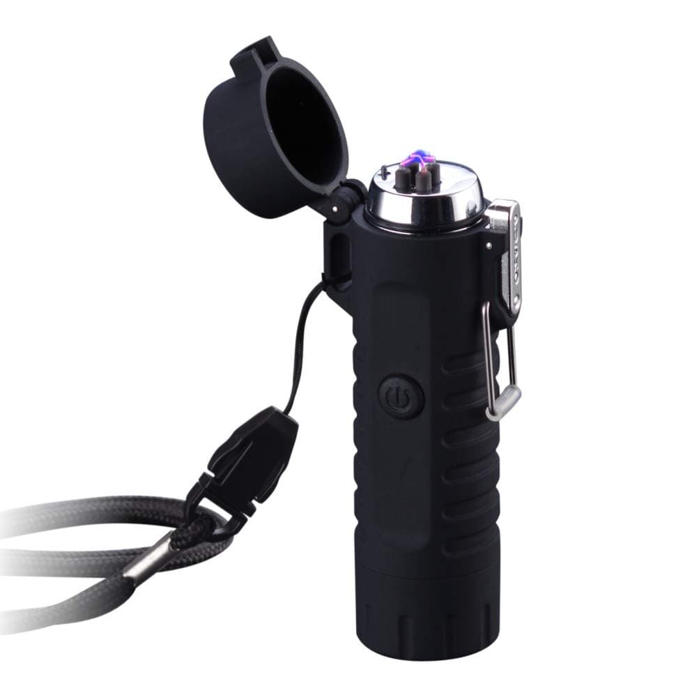 SANShine Dual Arc Lighter with Flashlight Double Arc Plasma USB Lighter Rechargeable Flameless Waterproof Stormproof Windproof Mini Electric Lighter for Cigar Candle Cigarette Pipe Sport Outdoor