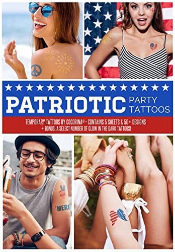 American Patriotic Temporary Tattoos 50+ Designs - Great for Halloween, 4th of July, Kids &amp; Adults!