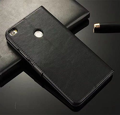 Tmusik Xiaomi Mi Max 2 Mimax 2 Case, [Wallet Function] [Stand Feature] Vintage Crazy Horse PU Leather Case, Flip Folio Book Cover with Magnetic Closure [Cash Pocket & 2 Credit Card Holders] - Black