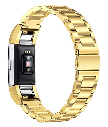 Fitbit Charge 2 Strap Wristbands Replacement, Premium Adjustable Stainless Steel Metal Watch Band Strap for Fitbit Charge 2 Watch Fitness Tracker (6"-7.87")