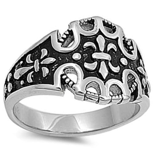 Stainless Steel Fluer De Lis Ring Size 13