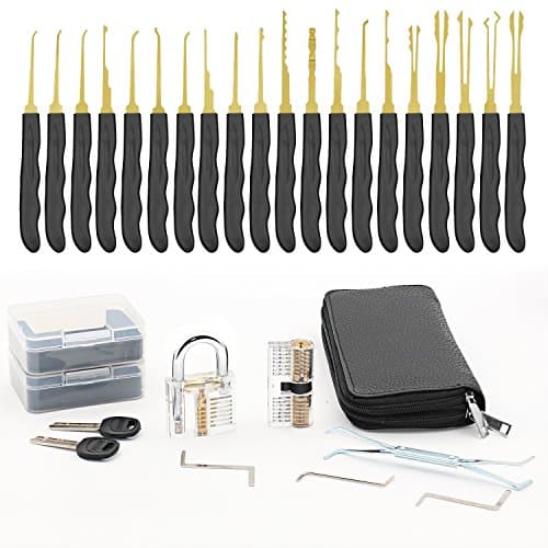 Lock Pick Set -Transparent Padlock Picking Tool Kit Practice Lock Set for Beginners and Pro Locksmiths of 28 Pieces