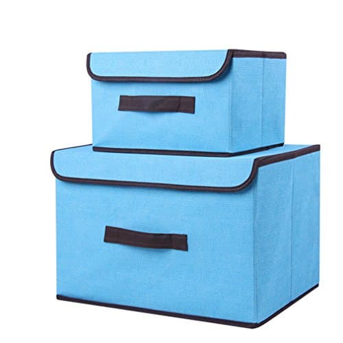 Generic Non-Woven Foldable Storage Box Square Basket Bin With Lid, -2 Pack (blue)