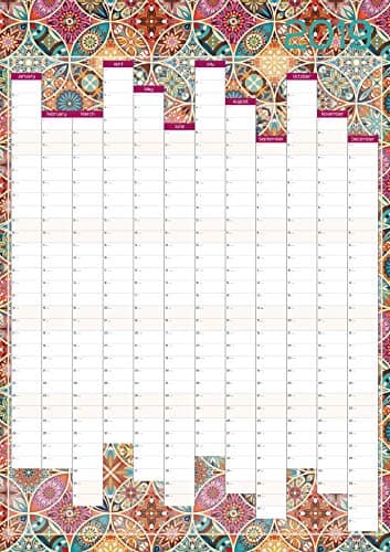 A2 Year Wall Planner/Wall Calendar 2019 - Boho Chic