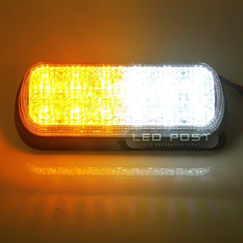 AMBER WHITE 5" Mini Strobe Flashing 12 Cree LED Light Truck, Grill, Bumper 10W Super Bright