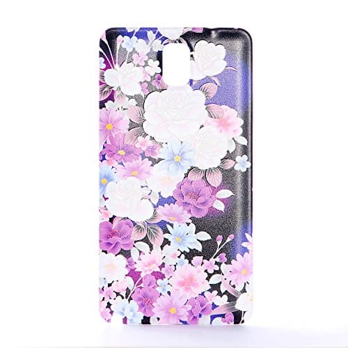GreatQIQI Samsung Galaxy NOTE 3 Replacement Back Cover, Embossed Pattern Premium Plastic Housing Battery Back Cover for Samsung Galaxy NOTE 3 III N9000 N9005 (Purple Roses)