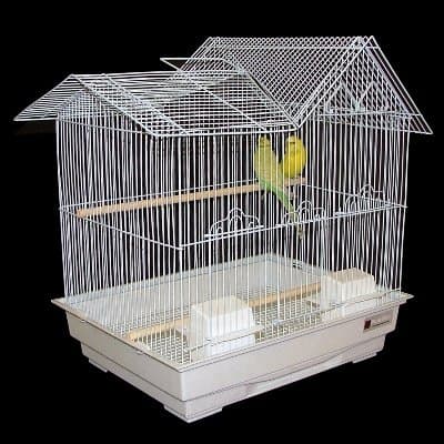White Fabio bird cage with granite colour base