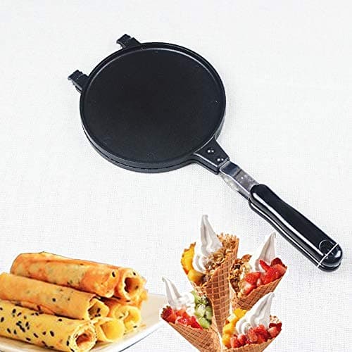 Youzpin Non-Stick Egg Roll Waffle Cone Maker Double-side,Ice Cream Cone Maker,Ice Cream Waffle Cone Making Tools with Heat-insulation Handle~6.7 Inch Size