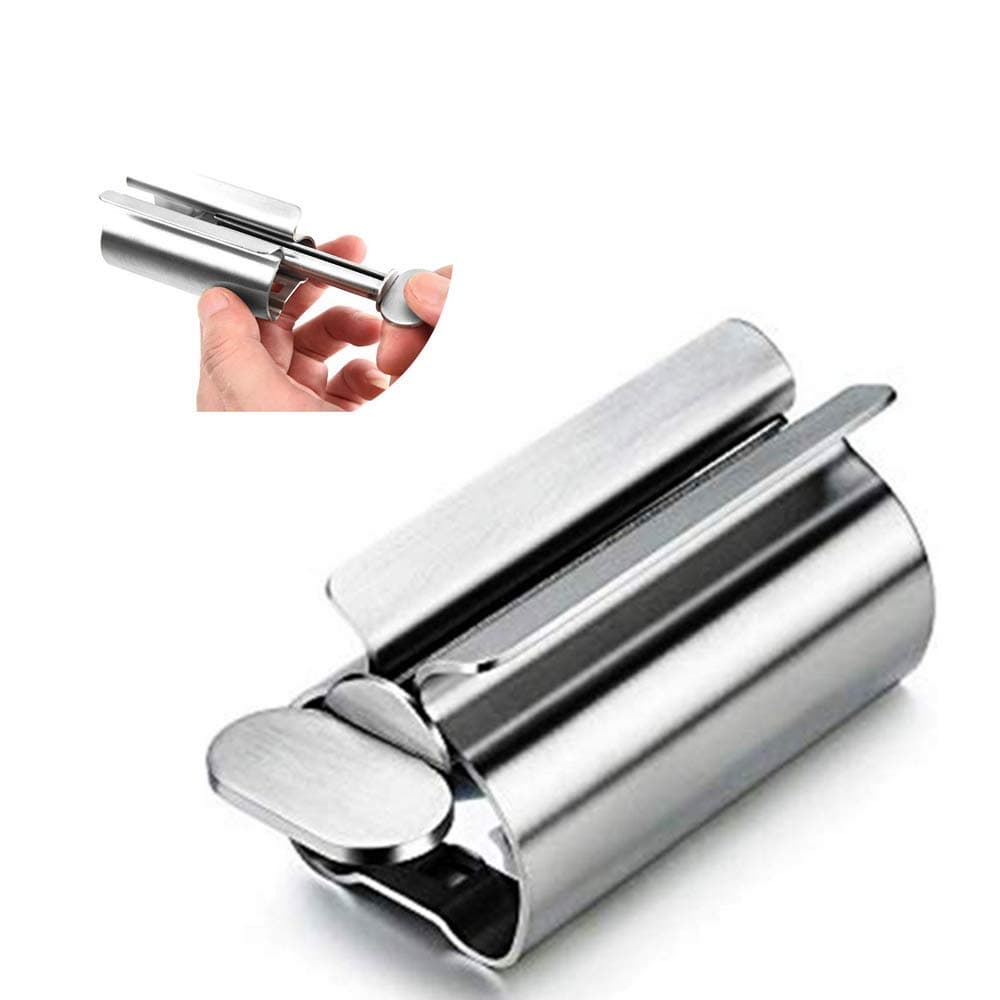 Toothpaste Tube Squeezer,Rolling Tube Toothpaste Squeezer Metal Toothpaste Seat Holder Stand Rotate Toothpaste Dispenser for Bathroom (1 Pcs)