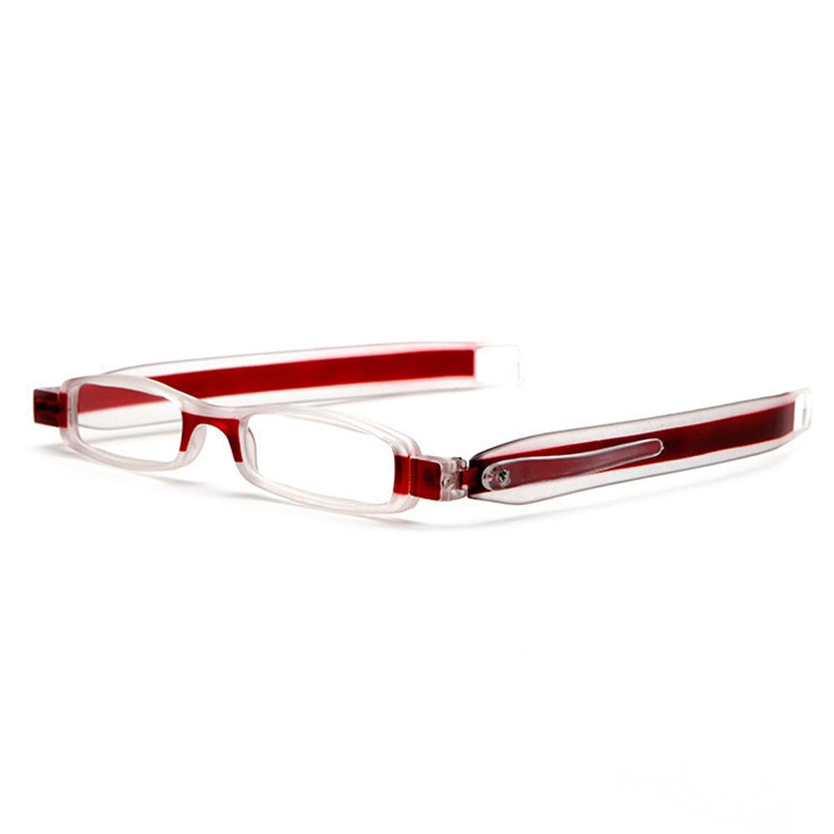 Lightweight Compact Reader Rectangular Reading Glasses Comfort Prescription Eyewear Reader w/Pen Clip Tube Case Laura Fairy (Red Frame, 3.0)