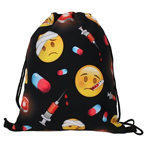 Men's Women's Print Shoulder Drawstring Bag Backpack String Bags School Rucksack Gym Handbag (animals,foods)15"x11" (DB-110)