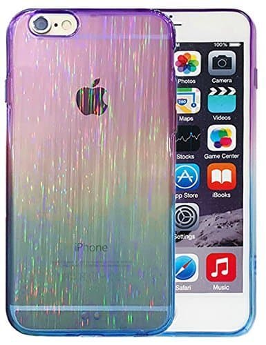 Iphone 6s Case, Iphone 6 Case, Laser Luxury [ Rainbow Gradient ] Translucent Soft Flexible TPU Slim Fit Cover Case for Iphone 6, 6s 4.7 Inch ( Purple Blue )