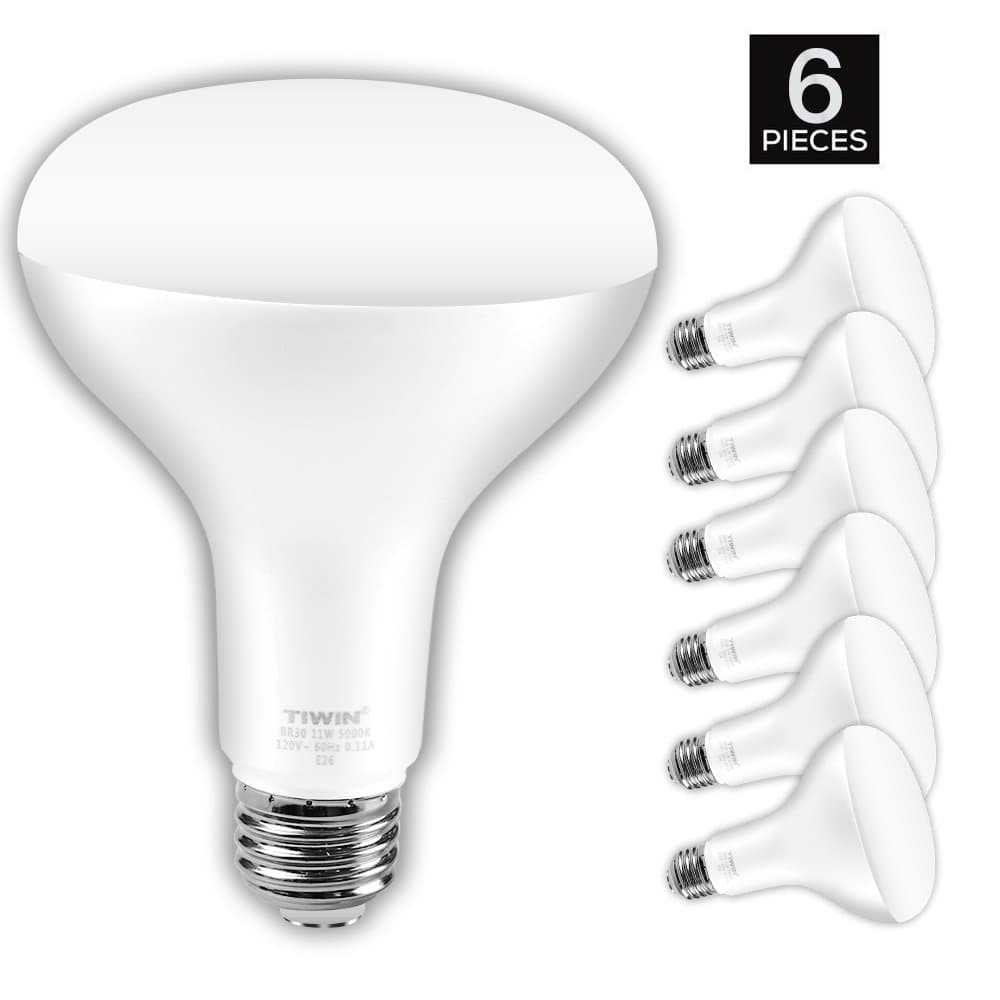 TIWIN BR30 LED Light Bulb, 65 Watt Equivalent, 5000K Daylight, 920lm Super Bright, NonDimmable Flood Light Bulb, UL Listed - 6 Pack