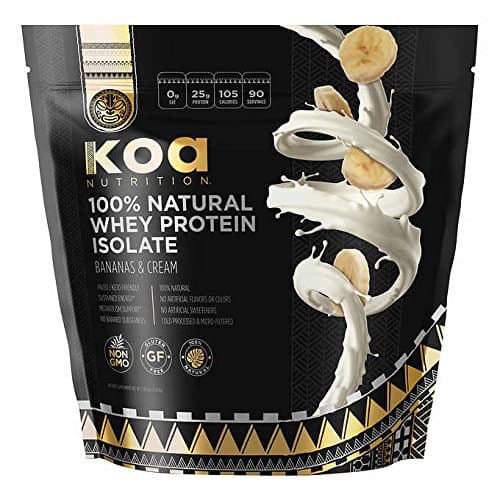 100% All Natural Whey Protein Isolate by Koa Nutrition | Performance Driven, Pure Protein Isolate with BCAAs and No Artificial Flavors or Sweeteners - Bananas & Cream - 6lb Bag