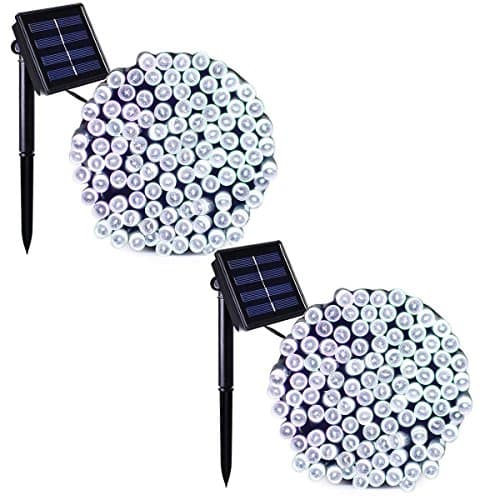 Aluvee Solar Powered String Lights， 2-Pack 72ft 200 LED Fairy Garden Lights Decorative Lighting for Home Lawn Patio Garden Wedding Party and Holiday Decorations (White)