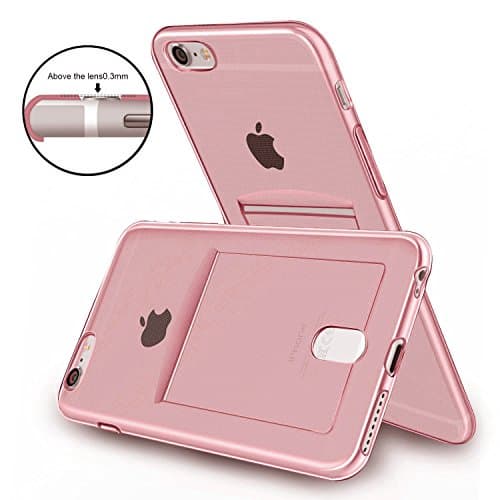 iPhone 6 clear soft case with single stash credit card pocket (Pink)
