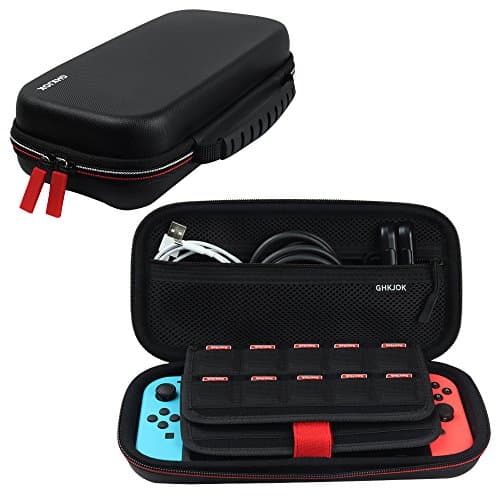 Game Console Carrying Case Premium Quality EVA Protective Hard Shell Case 2 Layers with 29 Cartridges Anti-Shock Large Accessories Storage Pouch for Accessories